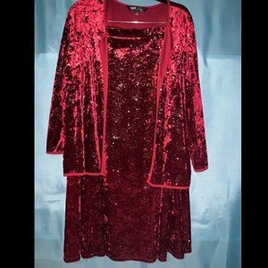 LuLaRoe Elegant Velour Avery Skirt and Jacket Burgundy 3XL